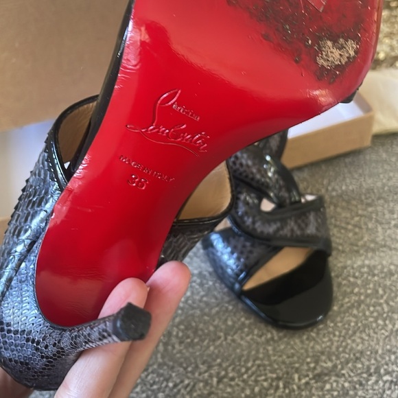 CHRISTAIN LOUBOUTIN Suzanna 100 Snakeskin Pumps grey black 36 $1200 - Picture 6 of 10